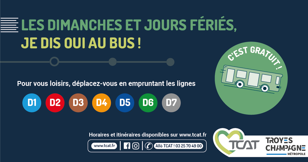 Les dimanches et jours fériés, je dis oui au bus ! - TCAT